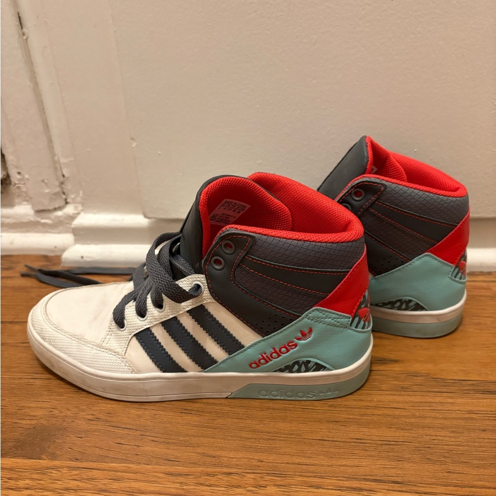 Adidas Kids Shoes - White, Red, and Gray